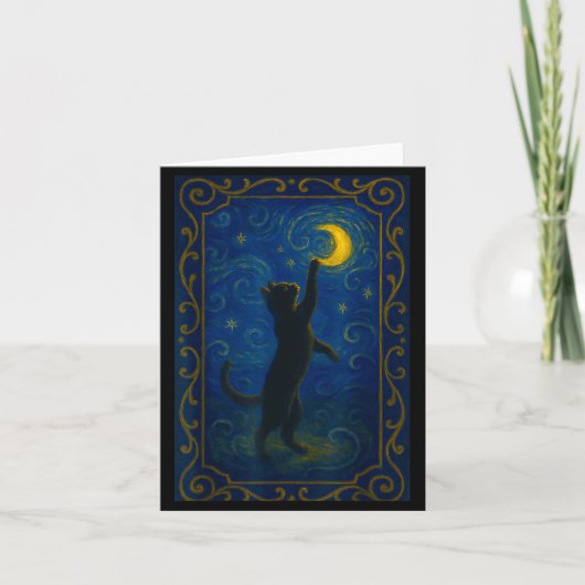 Cat Starry Night Van Gogh Cat Funny Cat Lover Mom  Kaart (Voorkant)