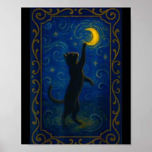 Cat Starry Night Van Gogh Cat Funny Cat Lover Mom  Poster (Voorkant)