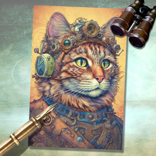 Cat Steampunk 4 Decoupage Papier