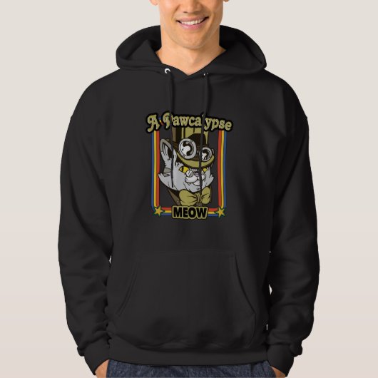 Cat Steampunk  A Pawcalype Meow  Retro Steam Punk Hoodie (Voorkant)