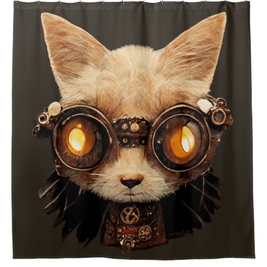 Cat Steampunk Gothic Retro Kat Douchegordijn (Voorkant)
