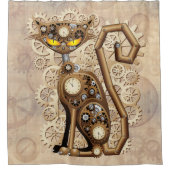 Cat Steampunk  Retro Style Machine Douchegordijn (Voorkant)