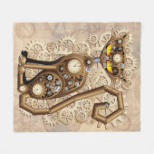 Cat Steampunk  Retro Style Machine Fleece Deken (Voorkant (Horizontaal))