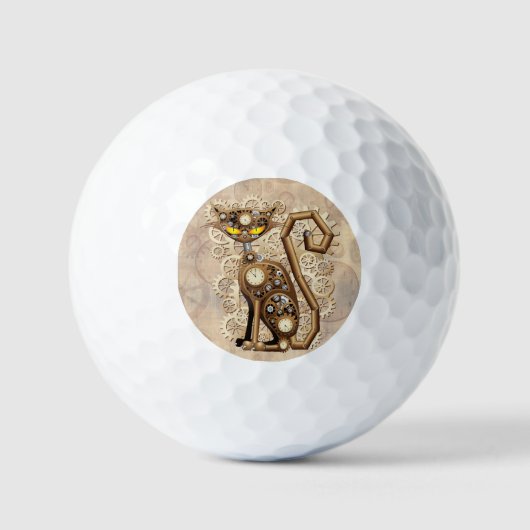 Cat Steampunk Retro Style Machine Golfballen (Voorkant)