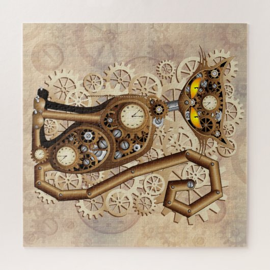 Cat Steampunk Retro Style Machine Legpuzzel (Horizontaal)