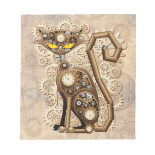 Cat Steampunk  Retro Style Machine Notitieblok