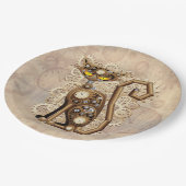 Cat Steampunk  Retro Style Machine Papieren Bordje (Gekanteld)