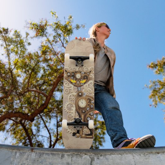 Cat Steampunk Retro Style Machine Persoonlijk Skateboard (Buiten 1)