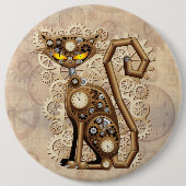 Cat Steampunk Retro Style Machine Ronde Button 6,0 Cm (Voorkant)
