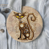 Cat Steampunk  Retro Style Machine Ronde Button 6,0 Cm (In situ)