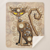 Cat Steampunk  Retro Style Machine Sherpa Deken (Voorkant)