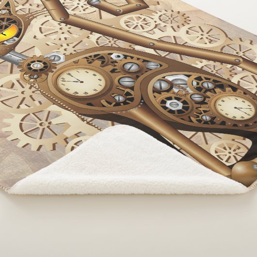 Cat Steampunk Retro Style Machine Sherpa Deken (3/4)