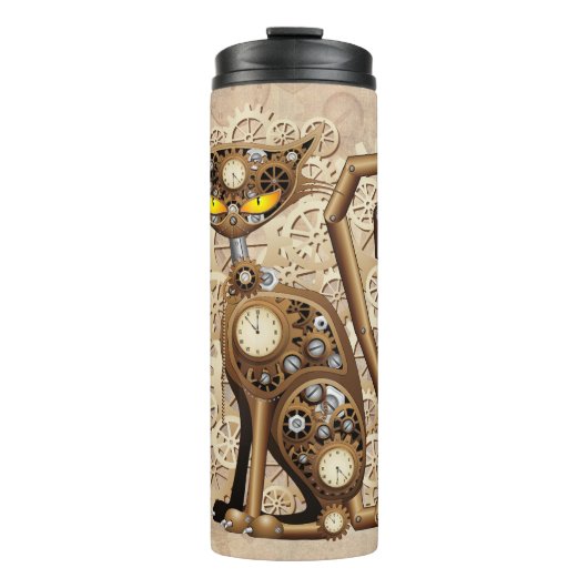 Cat Steampunk  Retro Style Machine Thermosbeker (Voorkant)
