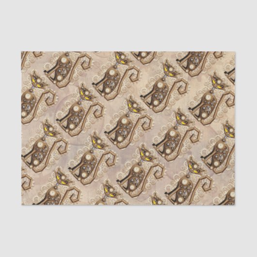 Cat Steampunk  Retro Style Machine Tissuepapier (Voorkant)