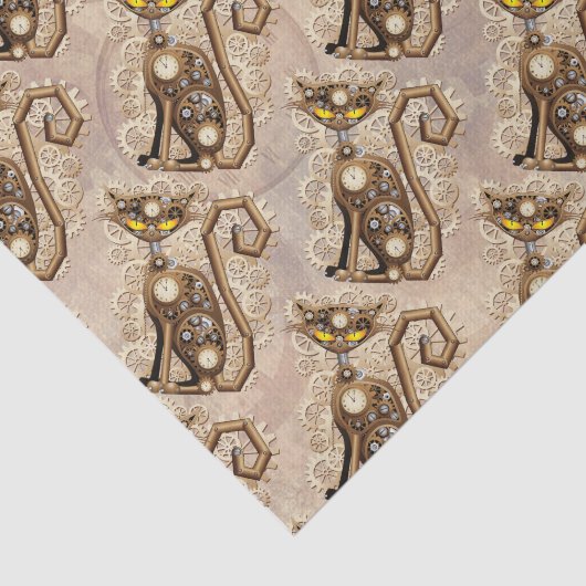 Cat Steampunk  Retro Style Machine Tissuepapier (Detail)