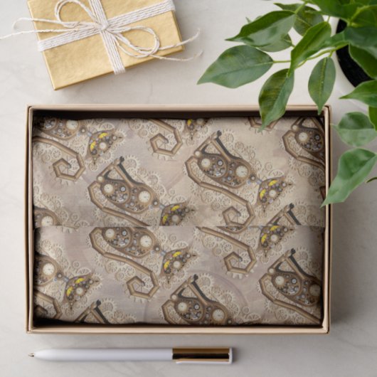 Cat Steampunk  Retro Style Machine Tissuepapier (Geschenk)