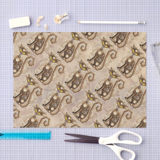 Cat Steampunk  Retro Style Machine Tissuepapier (Craft)