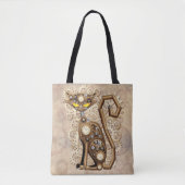 Cat Steampunk  Retro Style Machine Tote Bag (Voorkant)