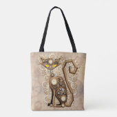 Cat Steampunk  Retro Style Machine Tote Bag (Achterkant)