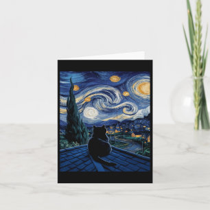 Cat Sterrennacht Van Gogh Cat Art Lover Funny Cat Kaart