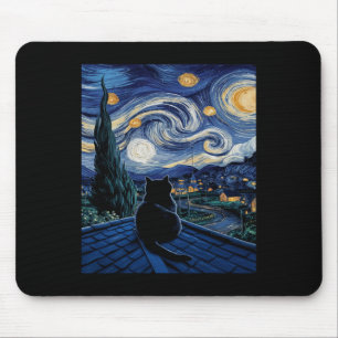 Cat Sterrennacht Van Gogh Cat Art Lover Funny Cat Muismat