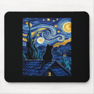Cat Sterrennacht Van Gogh Cat Art Lover Funny Cat Muismat