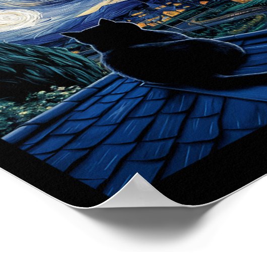 Cat Sterrennacht Van Gogh Cat Art Lover Funny Cat Poster (Hoek)