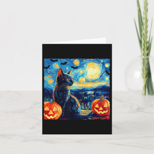 Cat Sterrennacht Van Gogh Cat Lover Bats Pumpkins Kaart