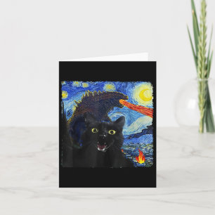 Cat Sterrennacht Van Gogh Cat voor kattenliefhebbe Kaart