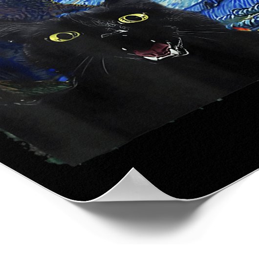 Cat Sterrennacht Van Gogh Cat voor kattenliefhebbe Poster (Hoek)