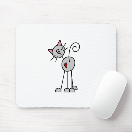 Cat Stick Figuur Mousepad Muismat (Met muis)