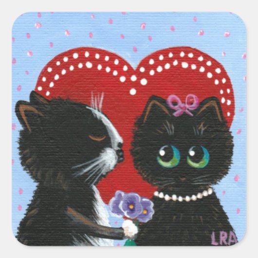 Cat Stickers Schattige Black Flowers Creationarts (Voorkant)
