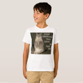 Cat STOP LEZEN SHIRT & FEED ME Kinder Basic T-shir (Voorkant volledig)