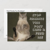 Cat "Stop met lezen Briefkaart & Feed Me" Briefkaa (Voorkant / Achterkant)