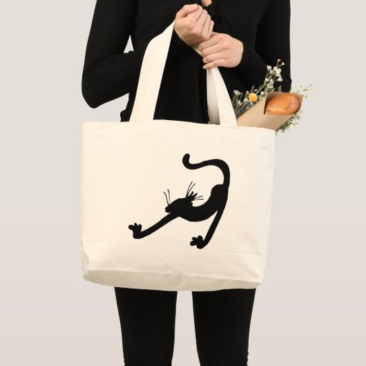 Cat Stretch Silhouette Grote Tote Bag (Voorkant (product))