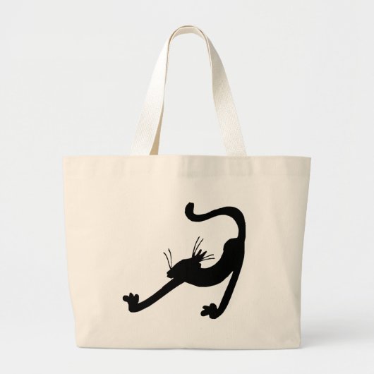 Cat Stretch Silhouette Grote Tote Bag (Voorkant)