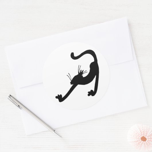 Cat Stretch Silhouette Ronde Sticker (Envelop)