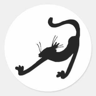 Cat Stretch Silhouette Ronde Sticker