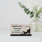 Cat Stretching Floral Background Visitekaartje (Staand voorkant)