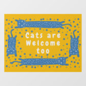 Cat Stretching Grey Welkom Raamsticker (Vel)