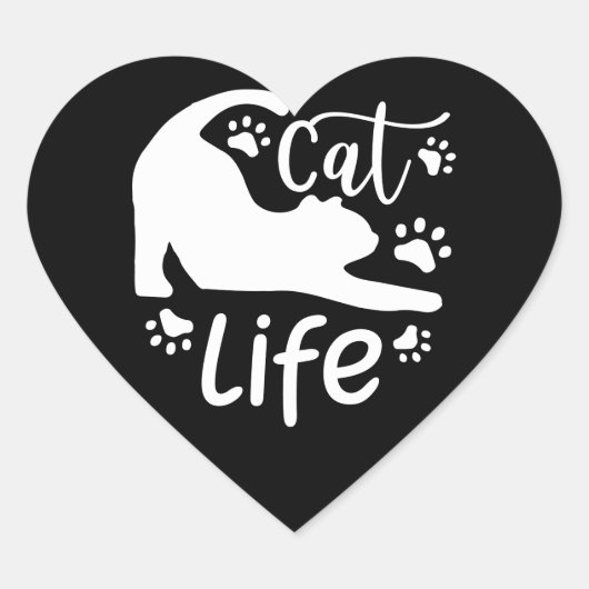 Cat Stretching Life Paws Envelope closure Square S Hart Sticker (Voorkant)