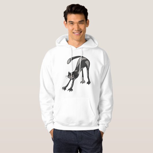 Cat Stretching Mannen Hoodie (Voorkant volledig)