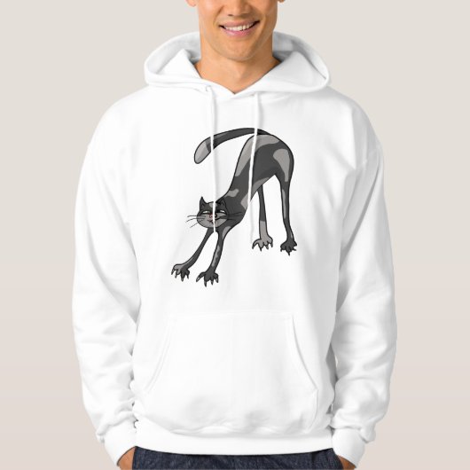 Cat Stretching Mannen Hoodie (Voorkant)