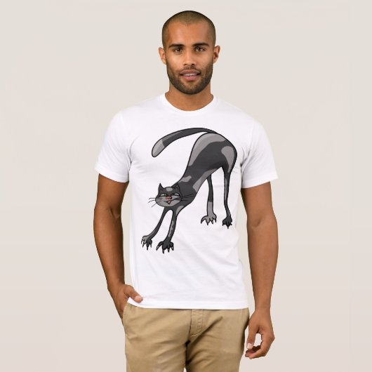 Cat Stretching Mannen T-shirt (Voorkant volledig)