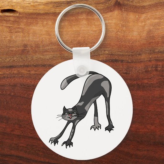 Cat Stretching Sleutelhanger