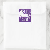 Cat Stretting Life Paws Envelope-afsluiting Vierkante Sticker (Tas)