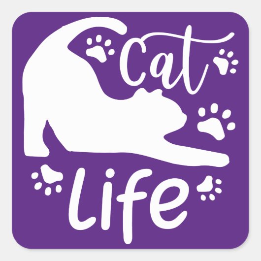 Cat Stretting Life Paws Envelope-afsluiting Vierkante Sticker (Voorkant)