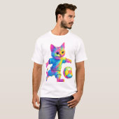 Cat Striker - Schattige Voetbal Spelen Cat T-shirt (Voorkant volledig)