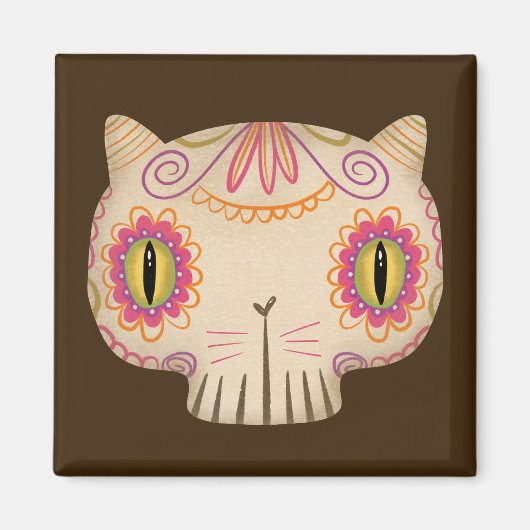 Cat Sugar Skull Catrina - Dag van de Doden Magneet (Voorkant)