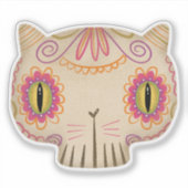 Cat Sugar Skull Catrina - Dag van de Doden Sticker (Voorkant)